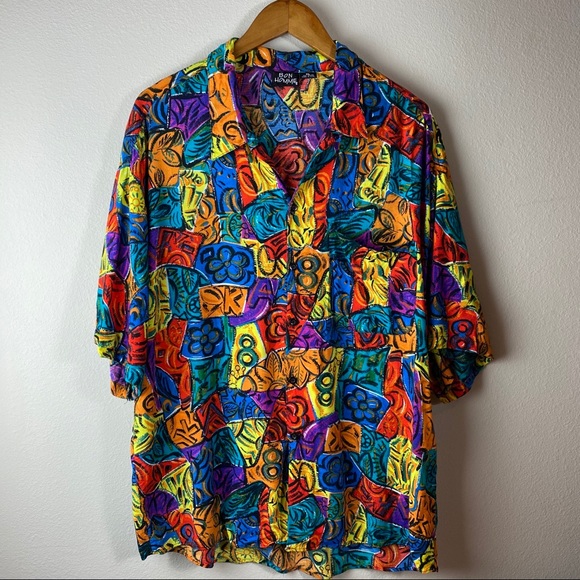 Other - XL Vintage 90’s Abstract Floral Button Down Shirt